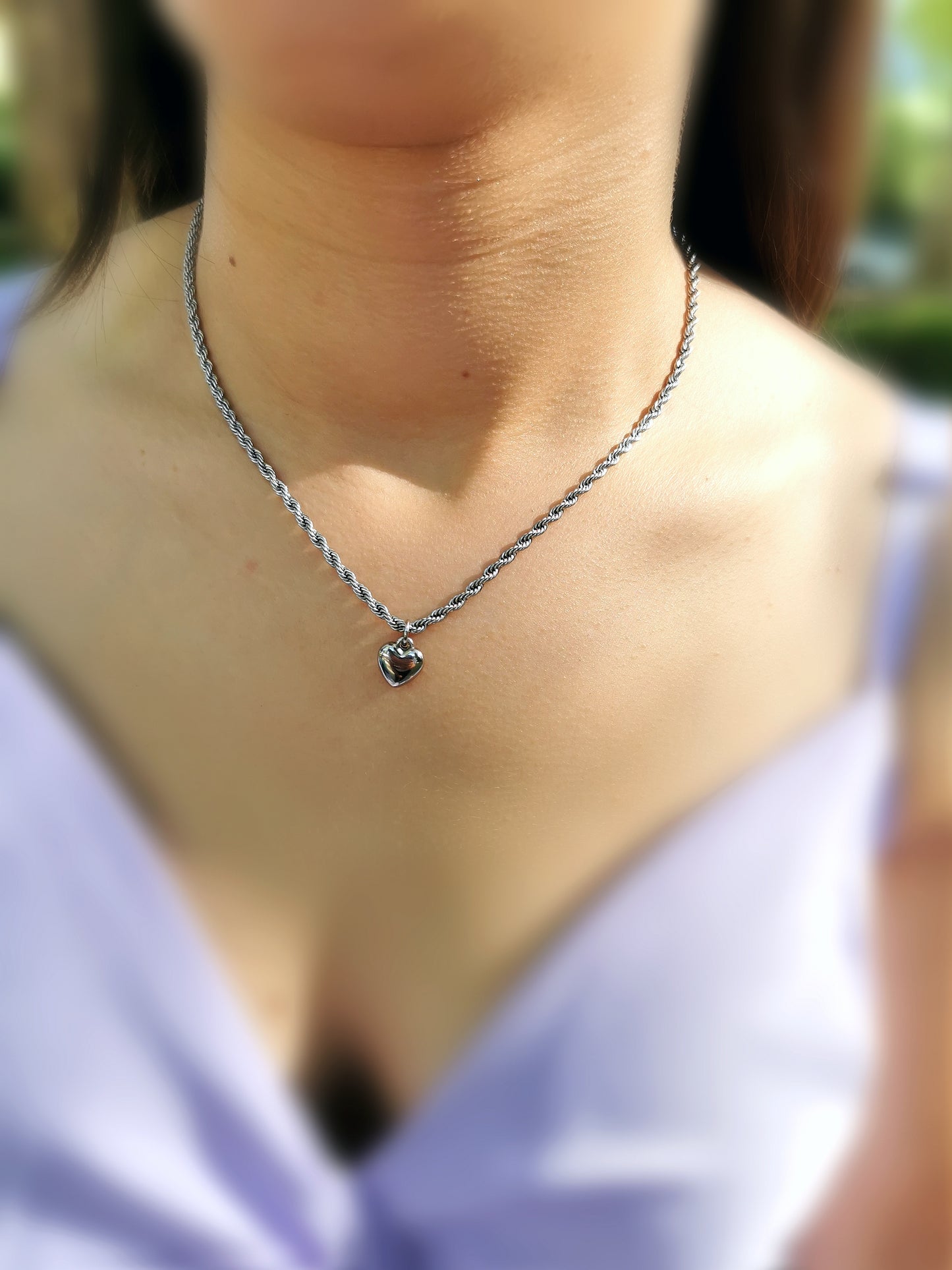 Colar Coração Prateado
