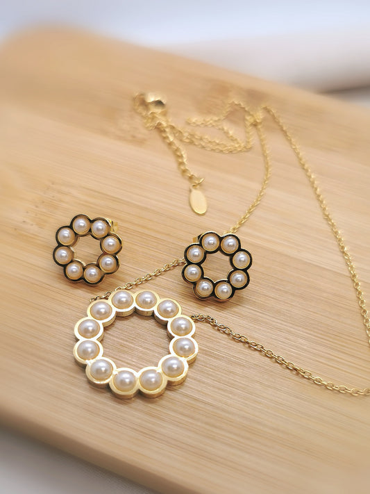 Mother of Pearl Necklace and Earrings Set