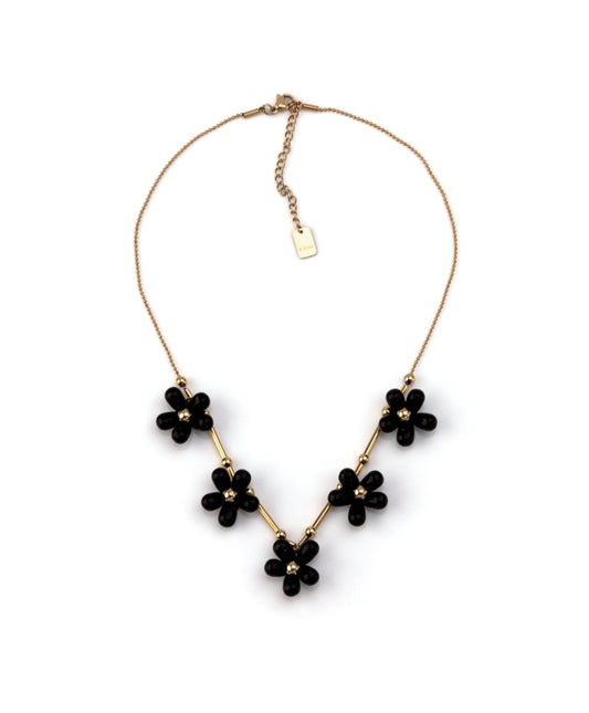 Black Flowers Necklace